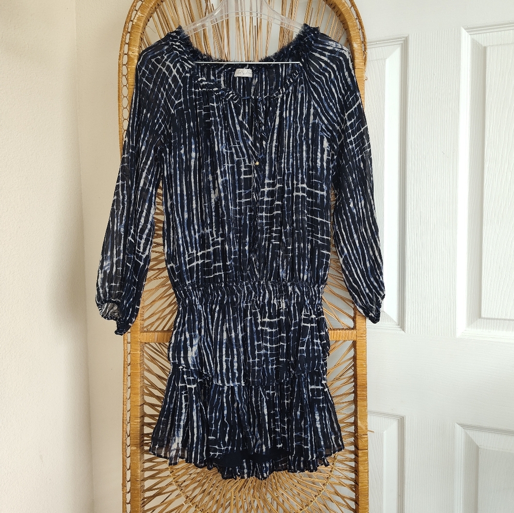 LoveShackFancy Silk Popover Mini Dress Tie Dye